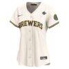 Milwaukee Brewers Nike Women's 2026 World Series Patch Home Limited Custom Jersey - Cream - Front View