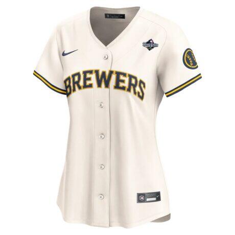 Milwaukee Brewers Nike Women's 2026 World Series Patch Home Limited Custom Jersey - Cream - Front View
