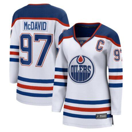 Connor McDavid Edmonton Oilers Fashion7 Women's Captain's Patch Breakaway Jersey - White - Front View